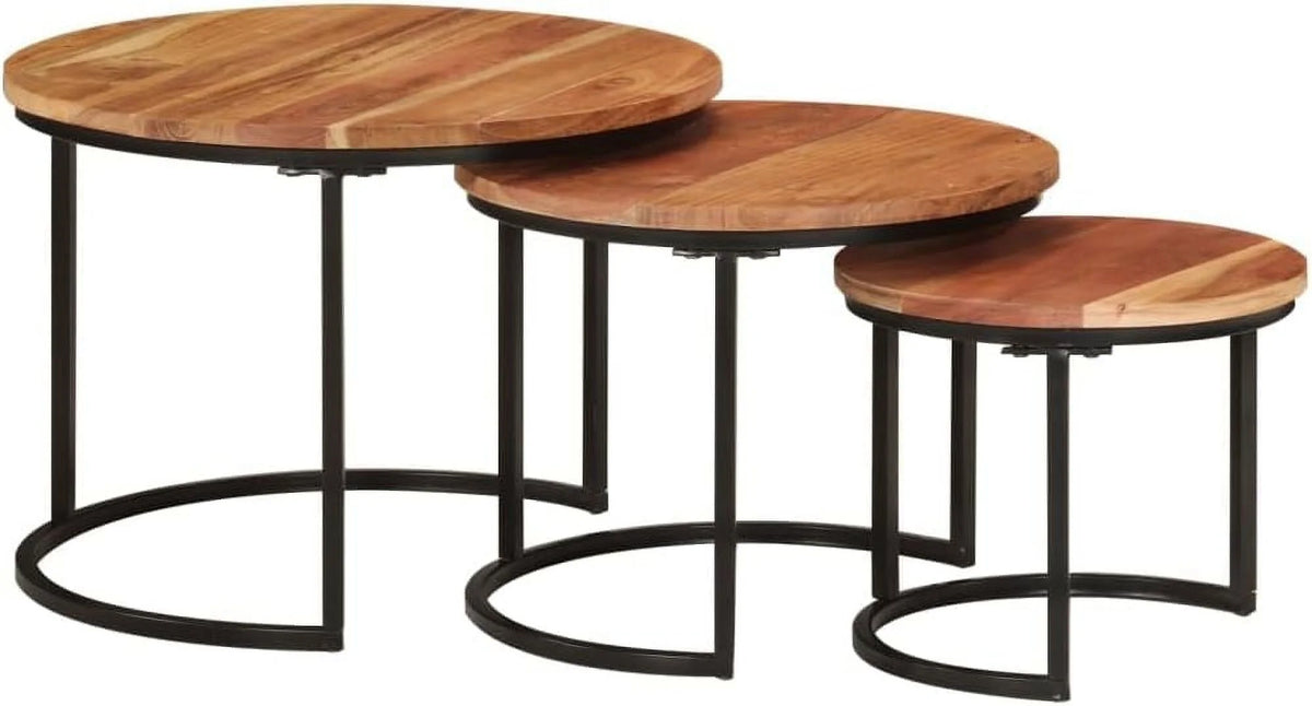 Solid Acacia Wood Nesting Side Tables Set of 3 M734