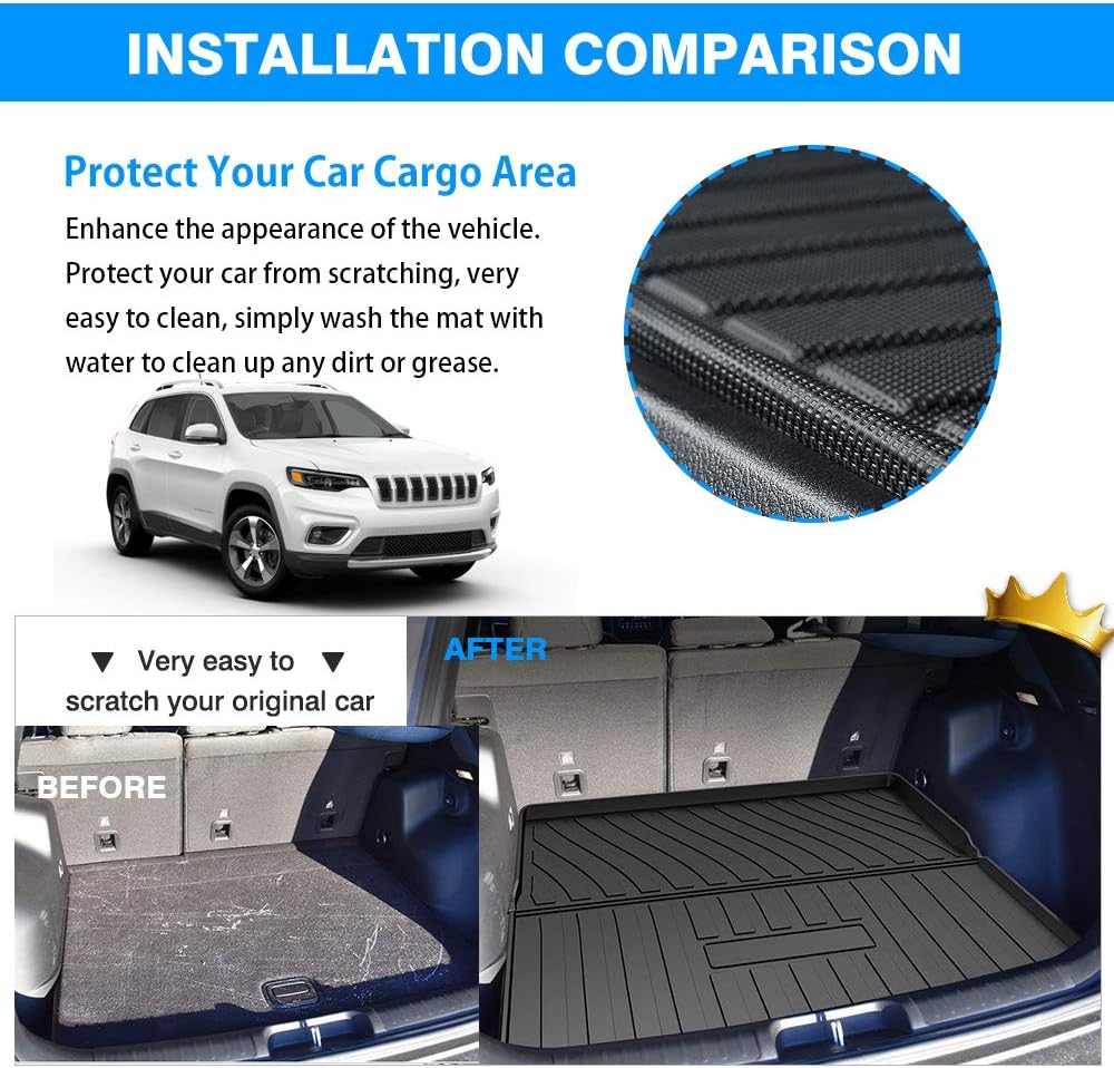 Custom Fit Cargo Liner Trunk Mat for Jeep Cherokee 2014-2021, Pack of 2 U27393