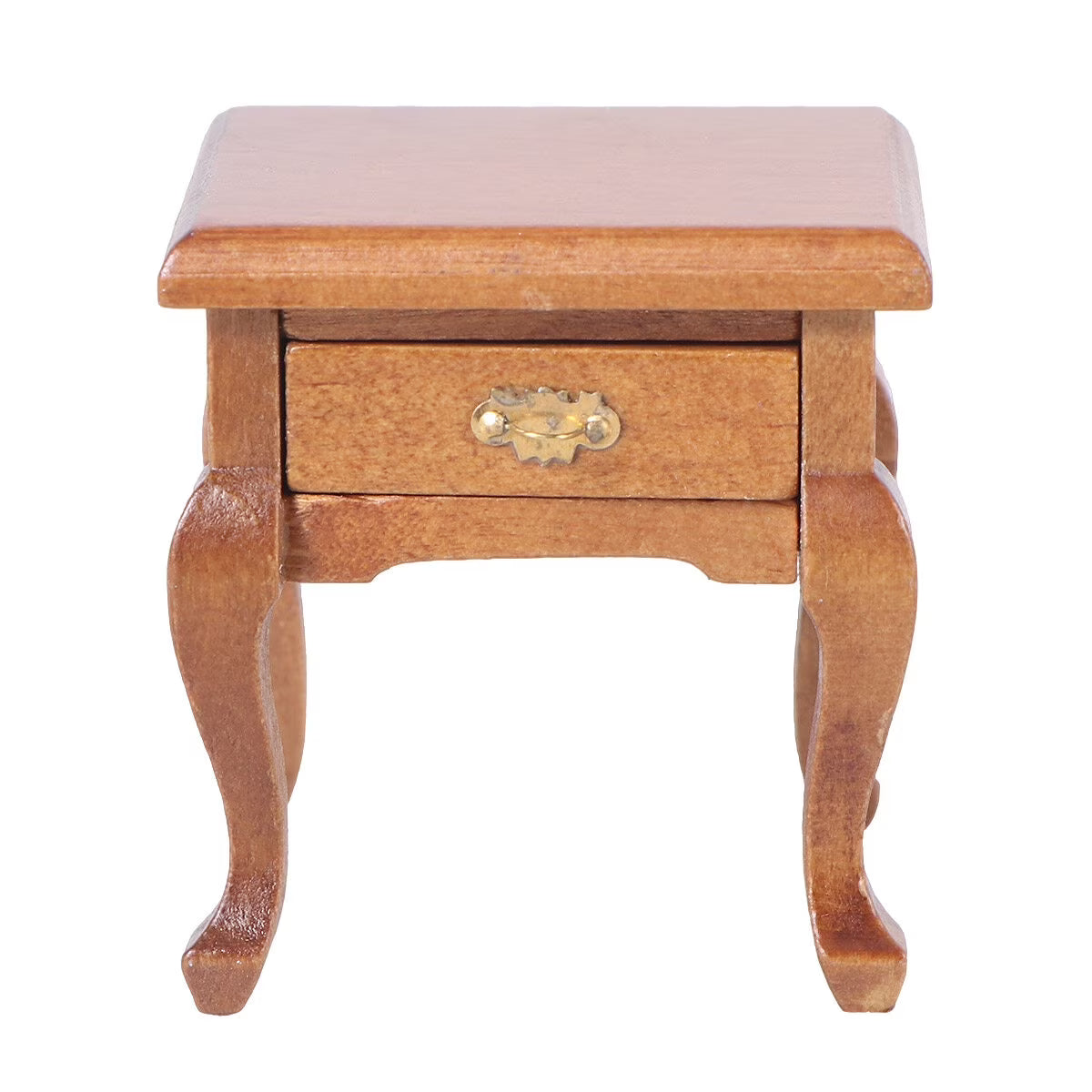 1:12 Walnut Color Wooden Bedside Table Miniature Furniture Model P44978