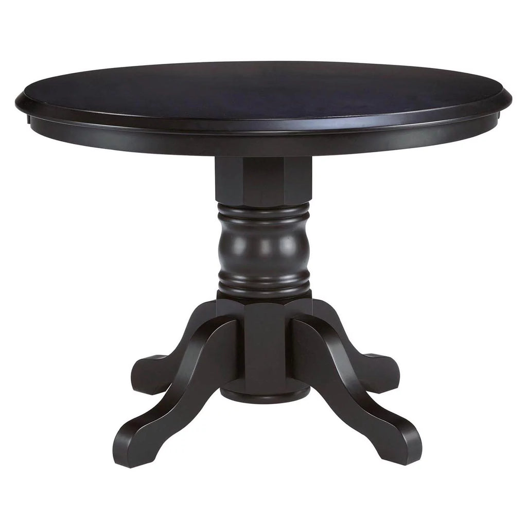 5 Piece Wood Dining Set with Pedestal Table in Black A4327