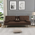 Brown PVC Sofa Bed with Armrest and Wood Frame N96678