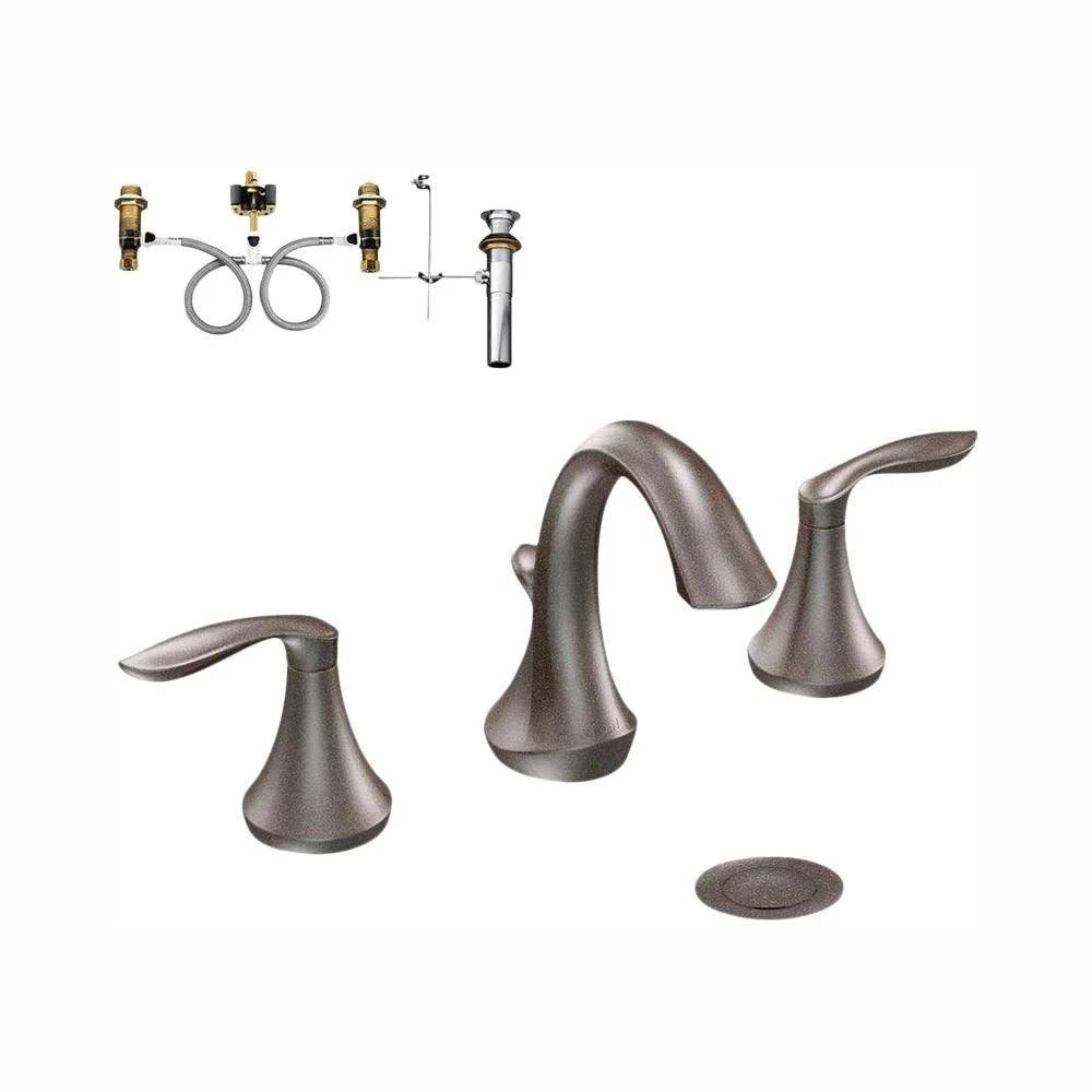Oil Rubbed Bronze Widespread Bathroom Faucet with Drain Assembly U4778