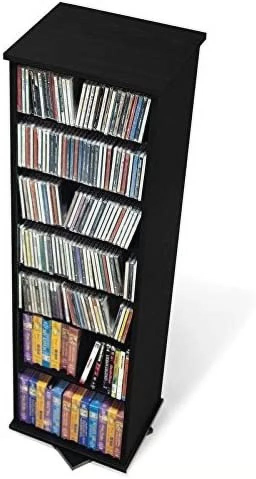 Black 2-Sided CD DVD Media Spinning Storage Tower R908110