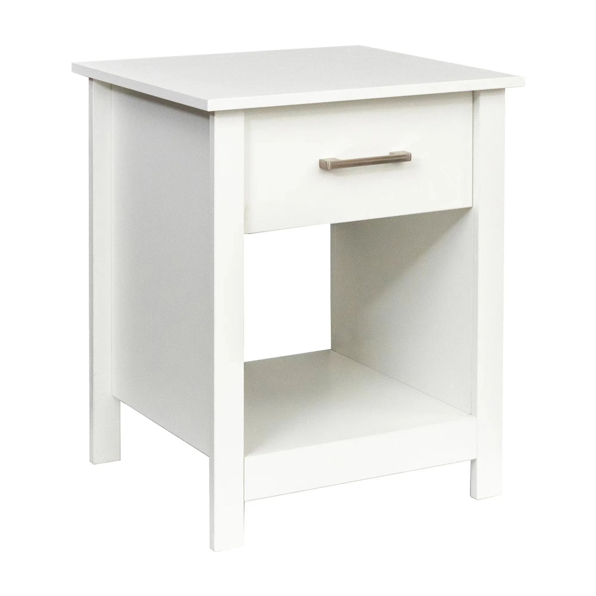 White Wooden Nightstand with Drawer V6750