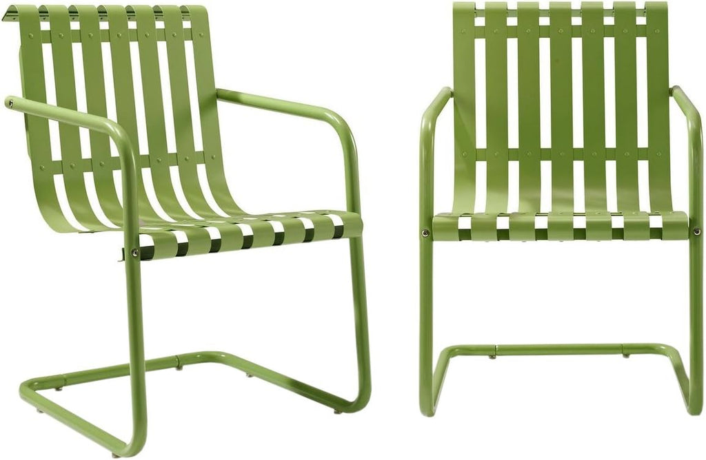 Caribbean Blue Metal Outdoor Spring Chair (Set of 2) X4757