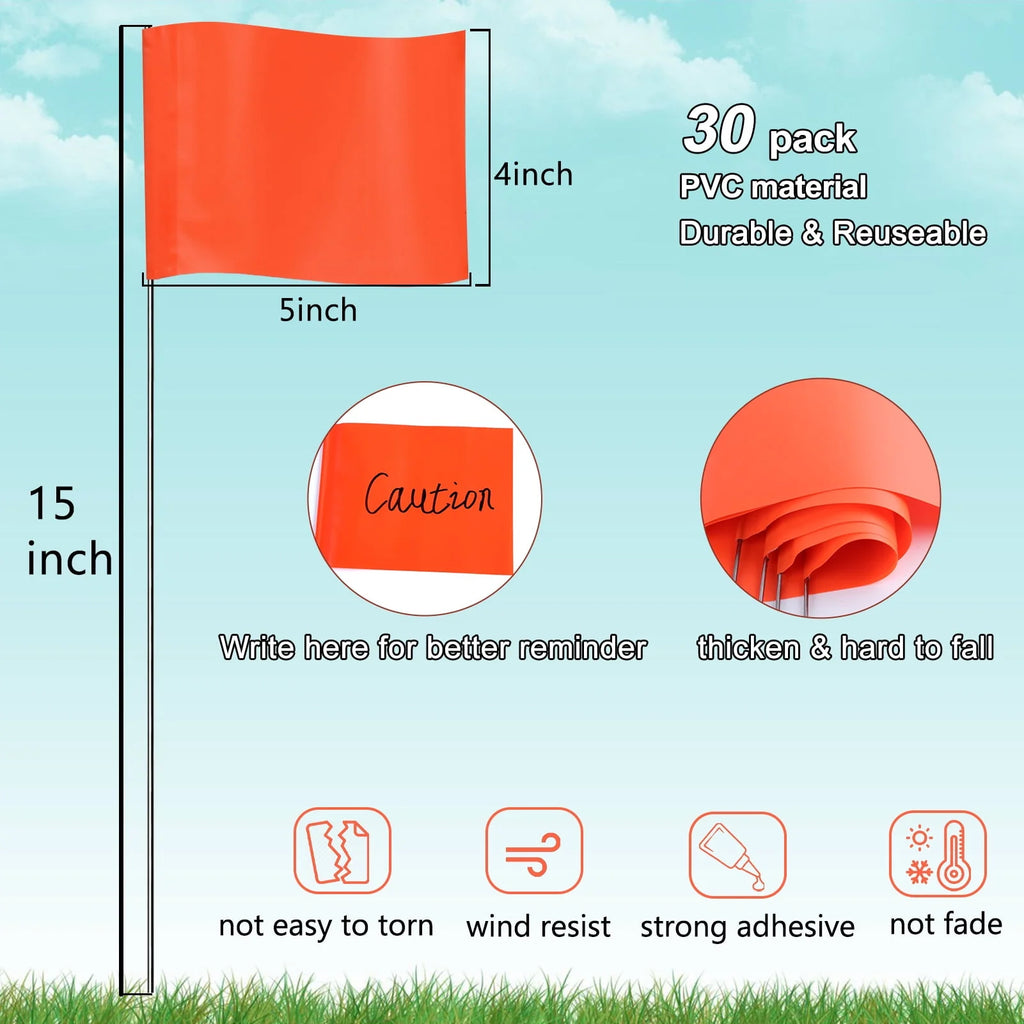Orange 140 Pack 4x5x15inch Marking Flags U574665