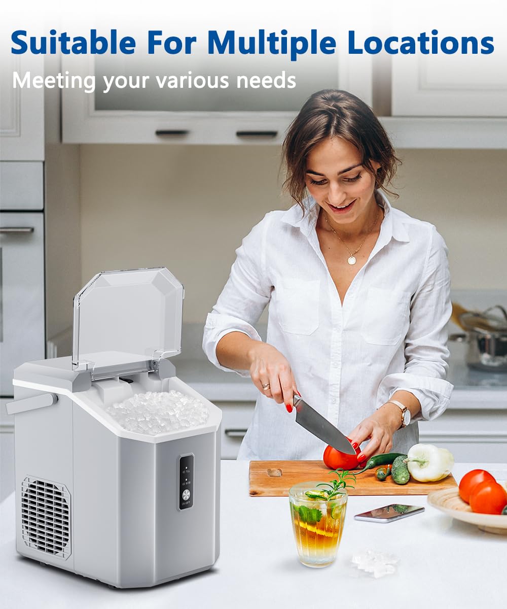 Portable Nugget Ice Maker with Handle, Ice Scoop and Basket R572245