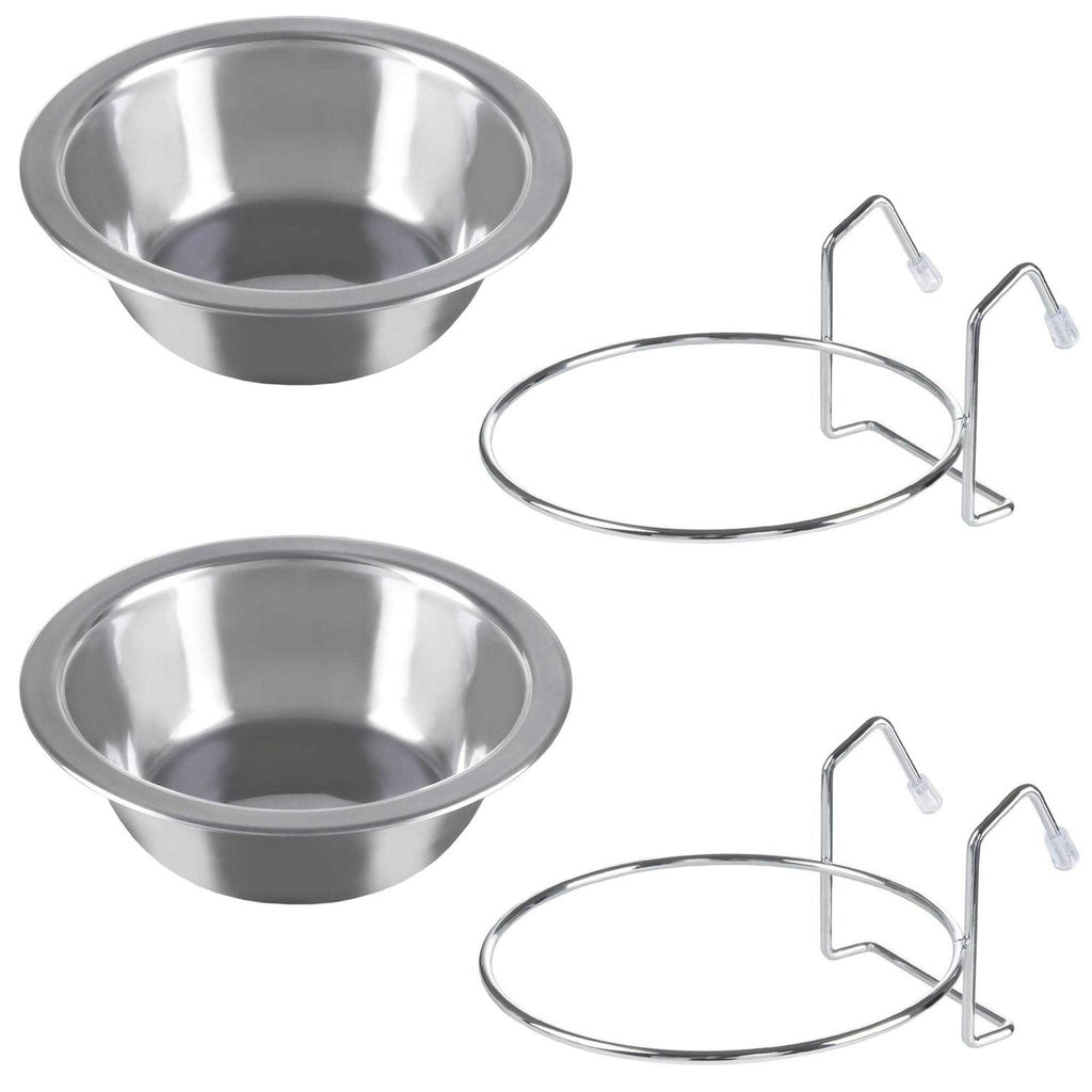 Set of 2 Stainless-Steel Hanging Pet Bowls R85137