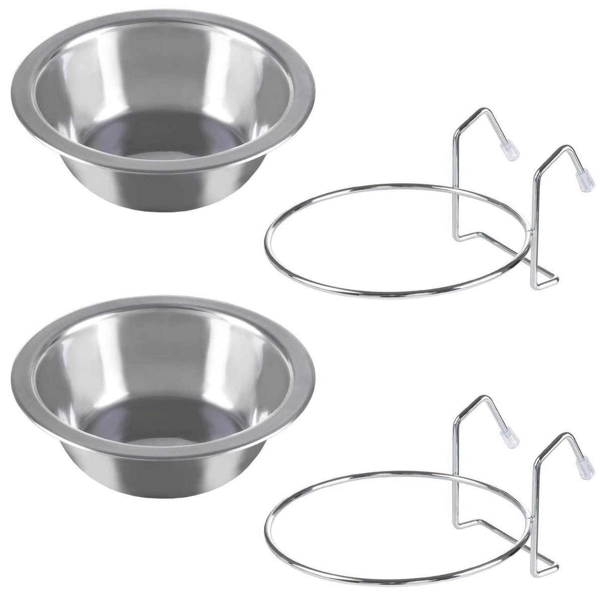 Set of 2 Stainless-Steel Hanging Pet Bowls R85137