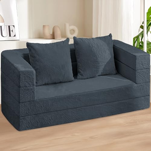 Faux Fur Convertible Bean Bag Sofa Bed with Pillow B234