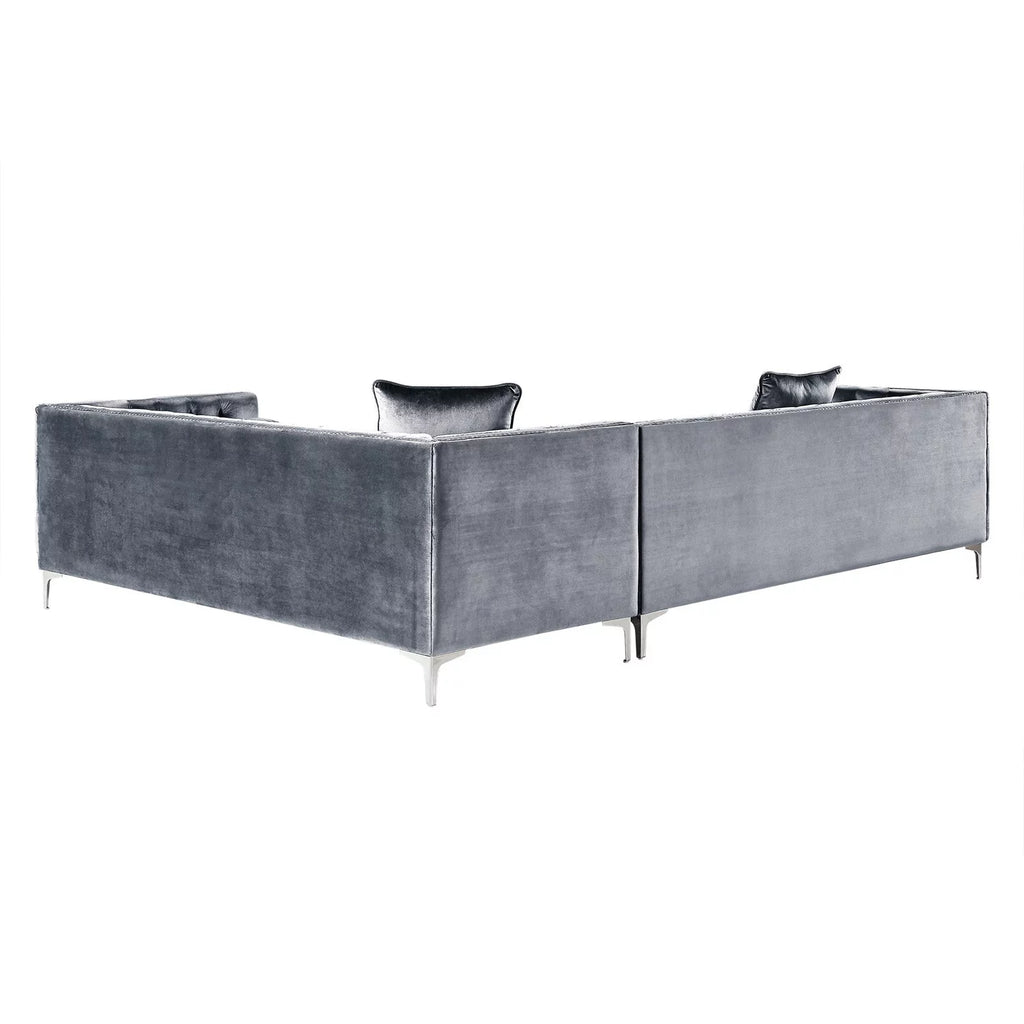 Grey Velvet Corner Sectional Sofa E603175