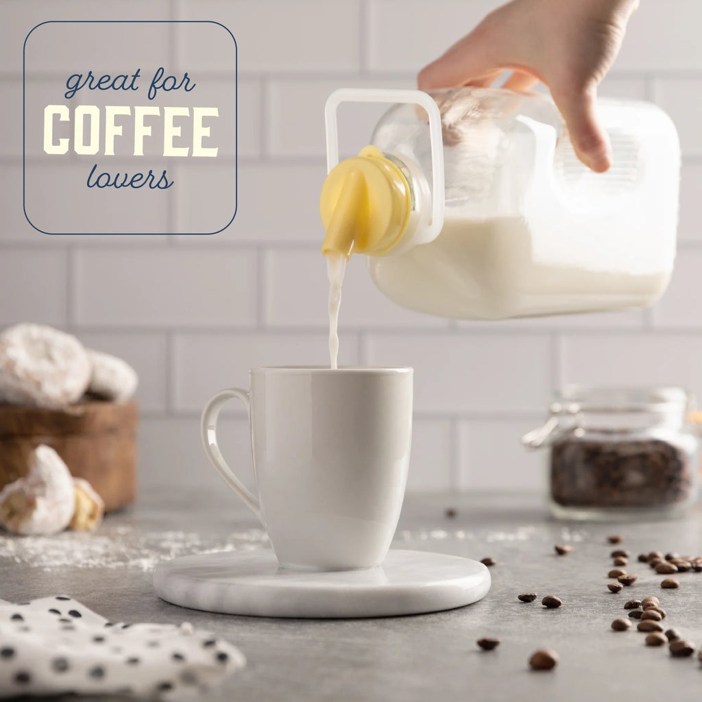 64 Oz Glass Milk Bottle with Lids, Pack of 2 Q36606