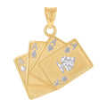 10k Two Tone Gold Mens Playing Cards Charm Pendant Necklace R345841