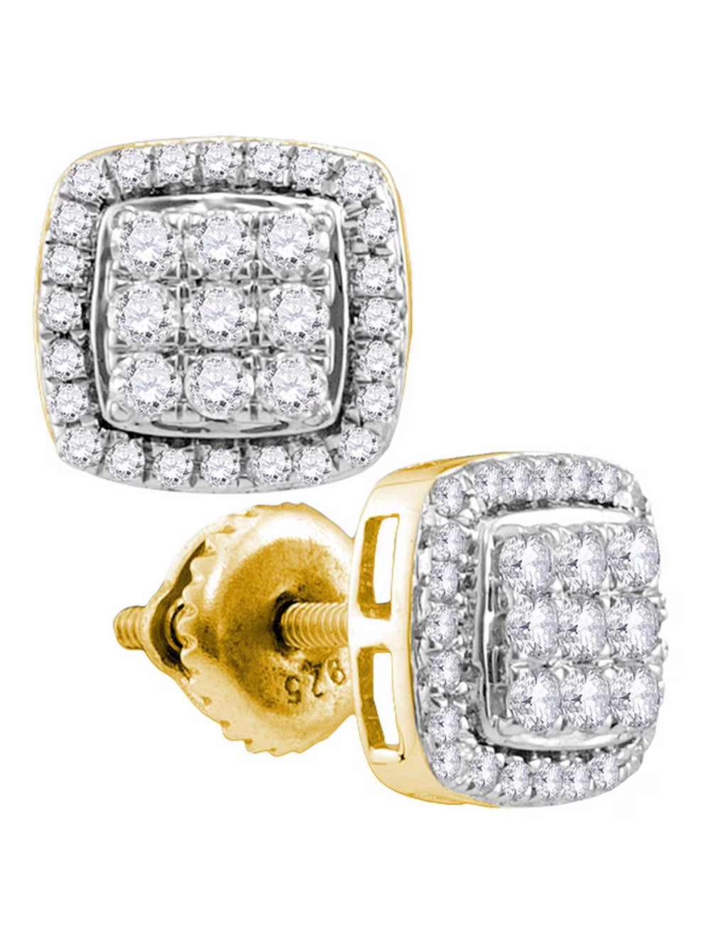 10kt Yellow Gold Diamond Square Earrings 1 Cttw X204888