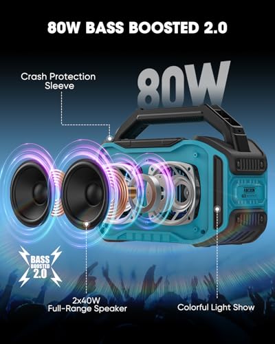 Bluetooth Wireless Speaker with Bass, 20H Playtime, IPX6 Waterproof (Black) K687