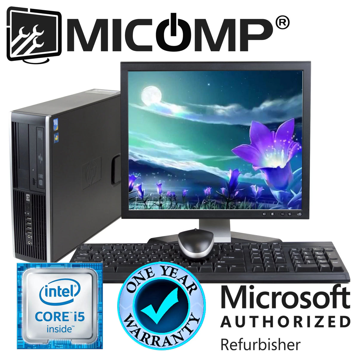 Desktop Computer PC, Intel Quad-Core i5, 250GB HDD, 8GB DDR3 RAM, Windows 10 Home, 19in Monitor, Keyboard and Mouse B111212