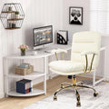 White Ergonomic Faux Leather Office Chair with Wheels and Arms R1206