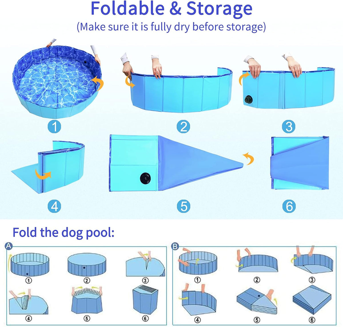 Collapsible Dog Pool with Non-Slip PVC Board L7006