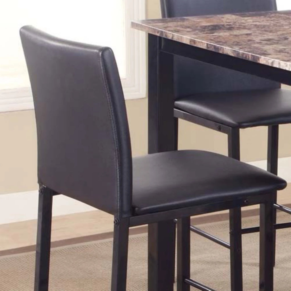 Black Counter Dining Set with Laminated Faux Marble Top H89902