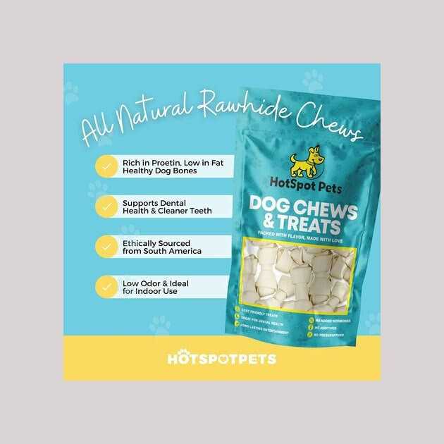 Natural White Knotted Rawhide Bone Dog Chew Treats N72518