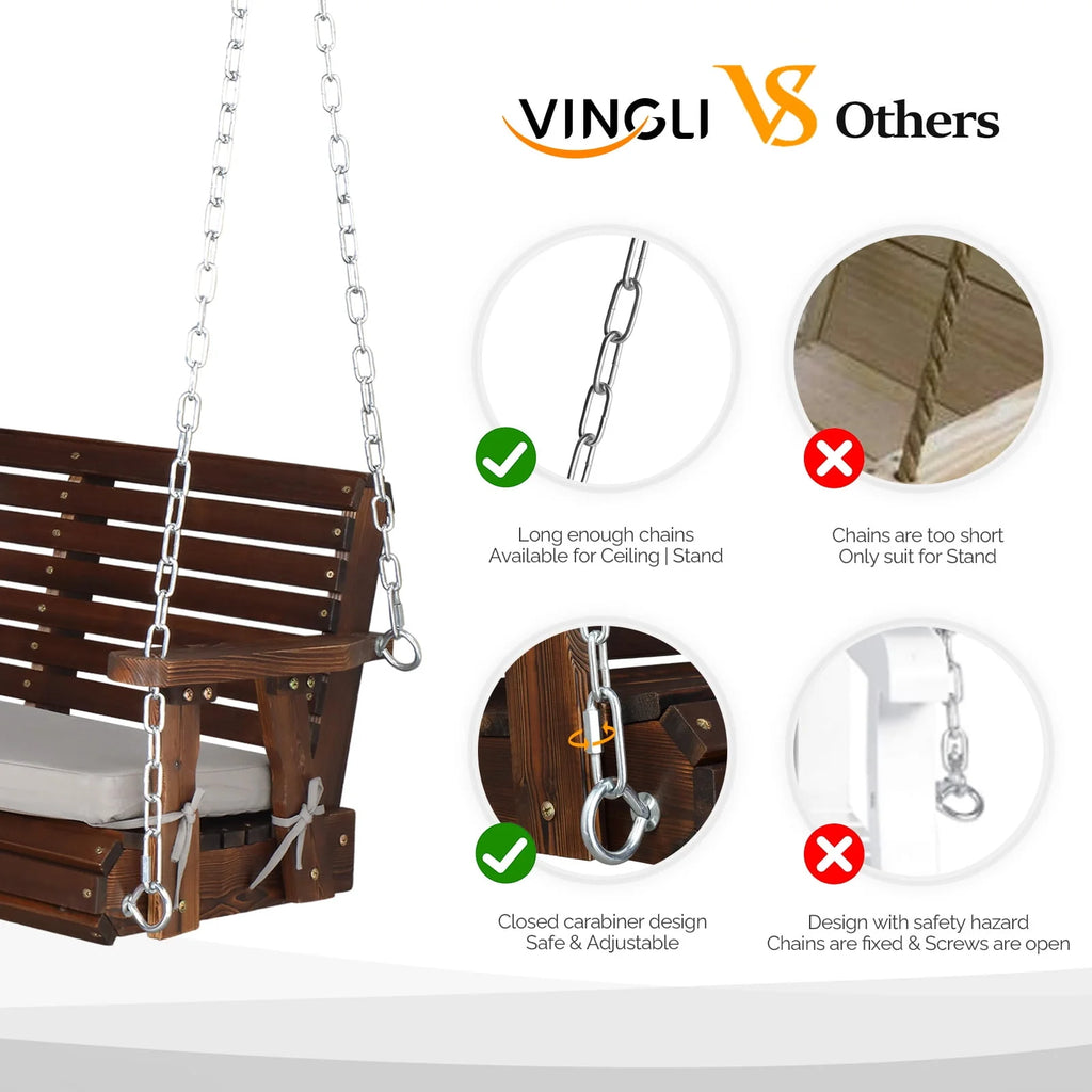 5 ft Brown Wooden Porch Swing X780514