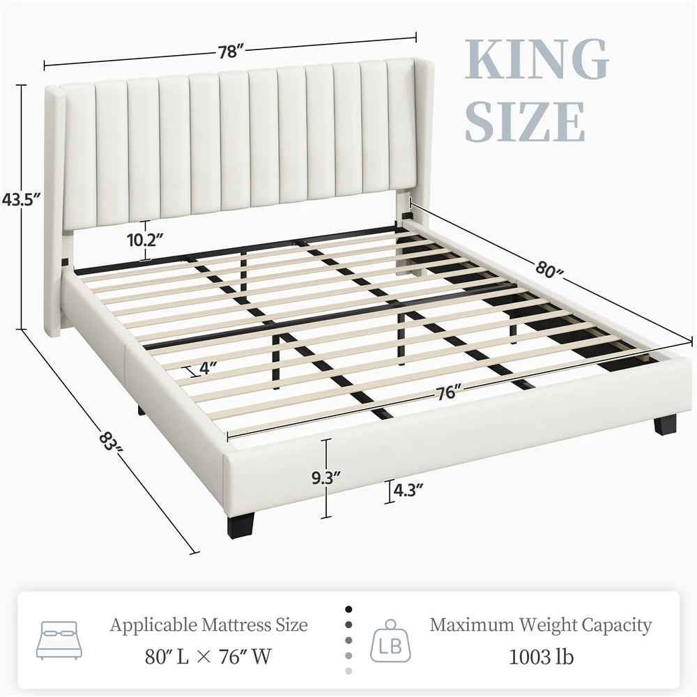 Queen Platform Bed with Upholstered Headboard D73664