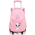 Pink Kids Rolling Backpack with Cartoon Cat M9173