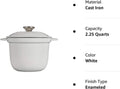 Enameled Cast Iron Rice Pot with Lid & Stoneware Insert, 2.25 qt., White V3526