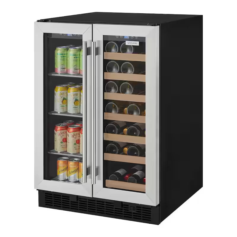 24 in. Built-in 27-Bottle Wine and 60-Can Beverage Cooler in Stainless Steel M70120