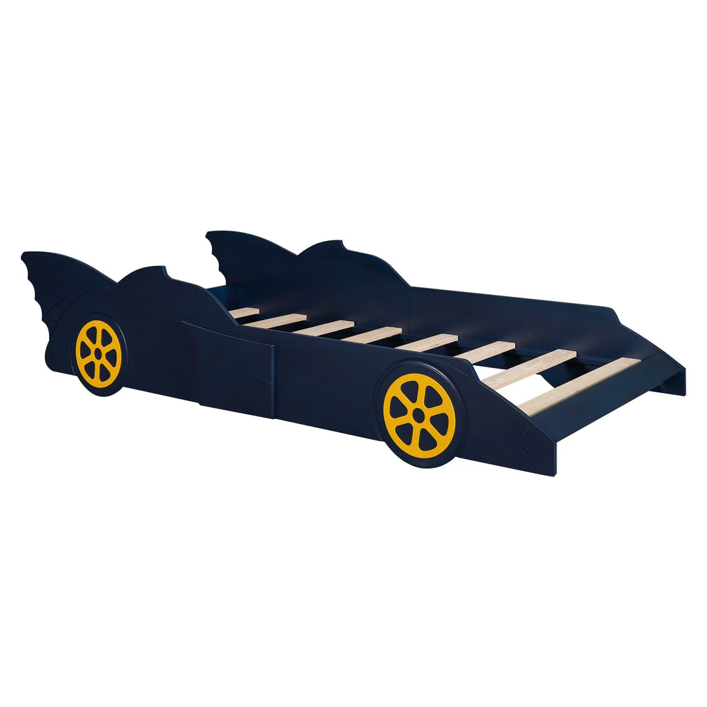 Wood Race Car-Shaped Twin Size Platform Bed E78768