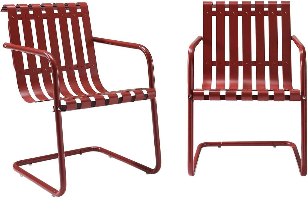 Caribbean Blue Metal Outdoor Spring Chair (Set of 2) X4757