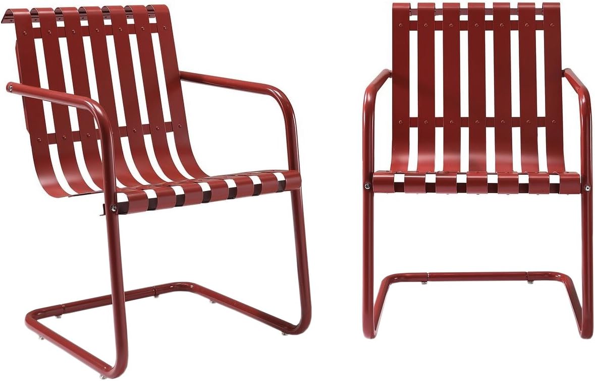 Caribbean Blue Metal Outdoor Spring Chair (Set of 2) X4757