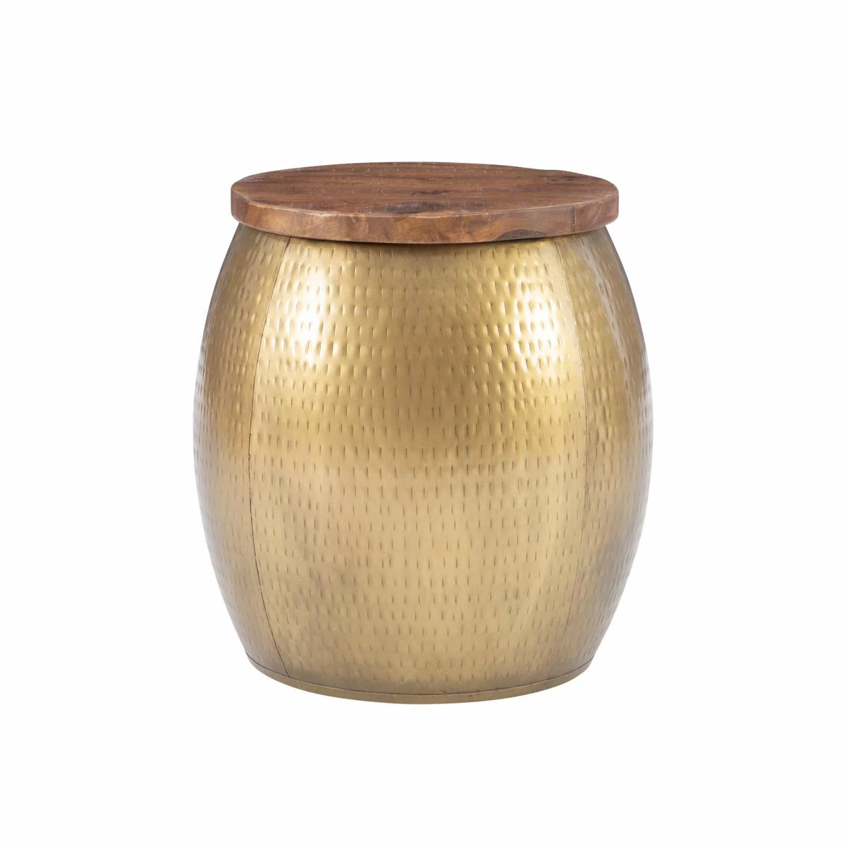 Gold Metal and Wood Storage Side Table L18446