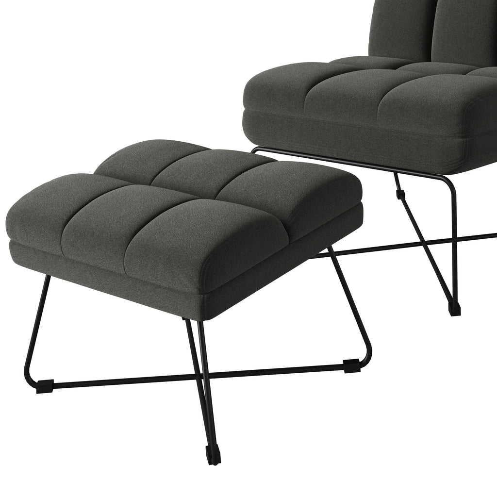Turquoise Blue Armless Chair and Ottoman K278058