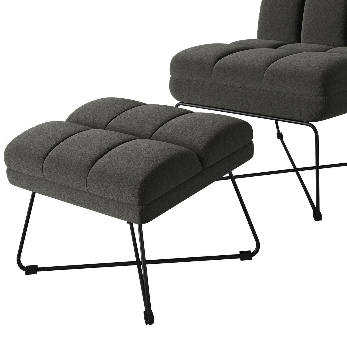 Turquoise Blue Armless Chair and Ottoman K278058