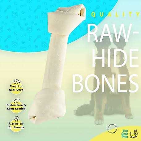Natural White Knotted Rawhide Bone Dog Chew Treats N72518