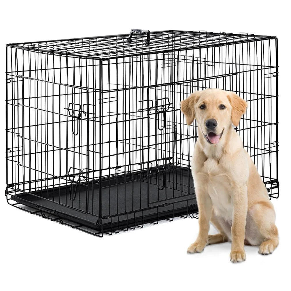 42x22 Pet Folding Dog Crate Kennel with ABS Tray B357