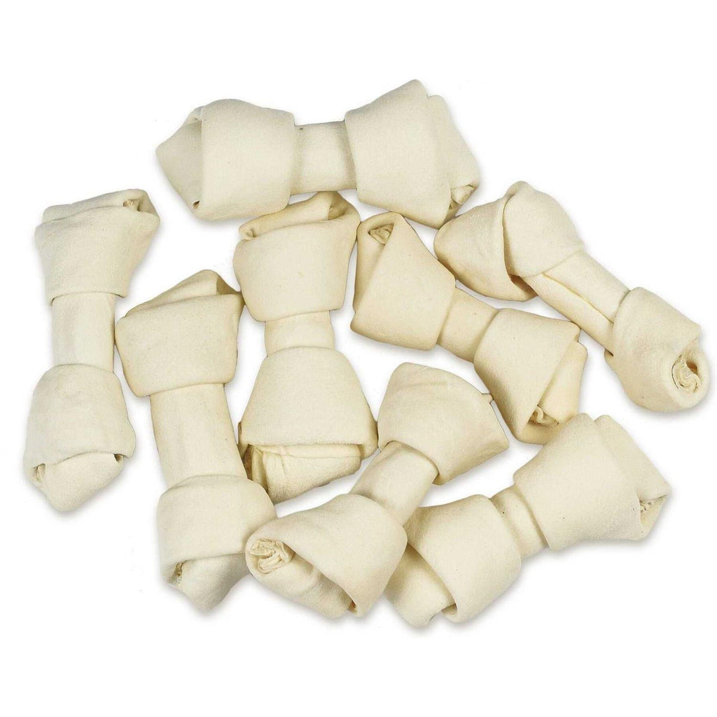Natural White Knotted Rawhide Bone Dog Chew Treats N72518