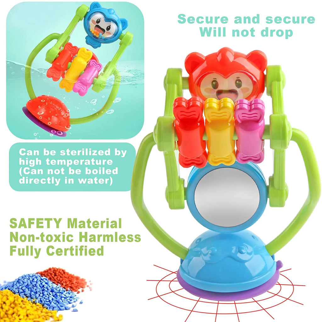 Baby Rattle Toys with Suction Cup Grab Shaker and Spin M990