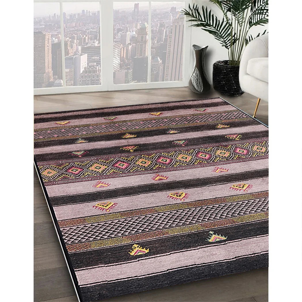 Burgundy Brown Solid Rectangle Area Rug G5635