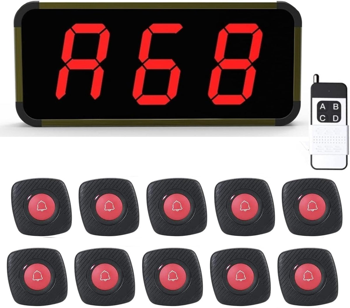 Wireless Queue Calling System with 10 Waterproof Call Buttons M739