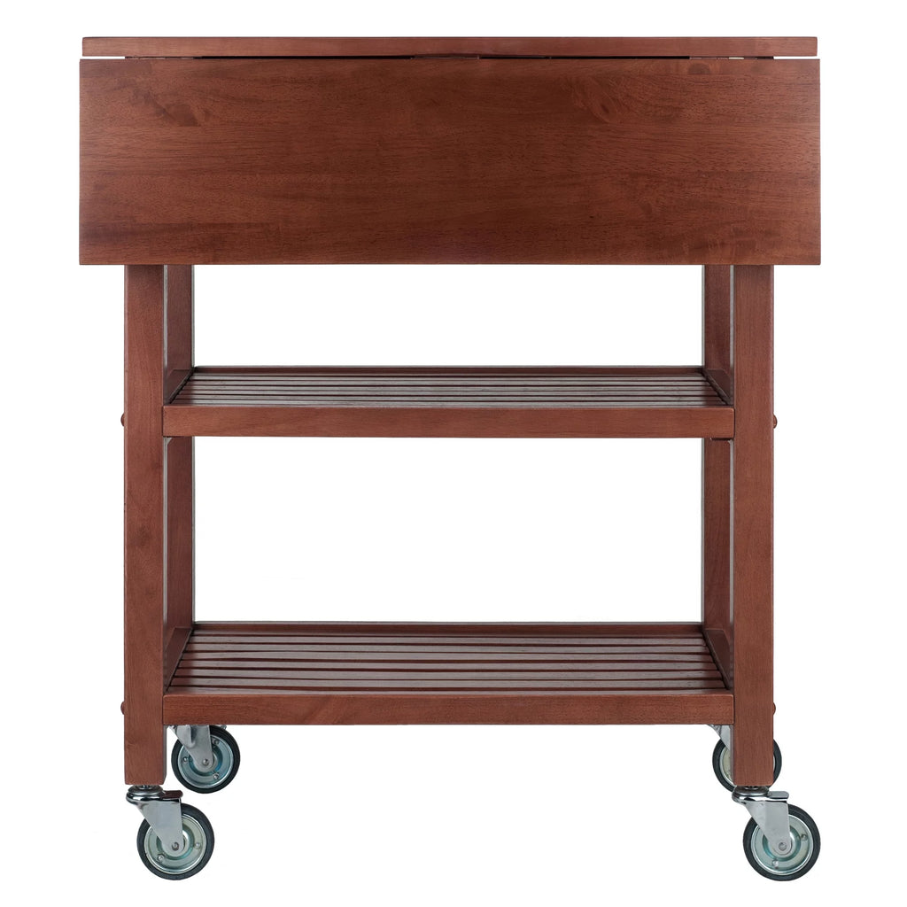 Walnut Drop Leaf Wood Kitchen Utility Cart T76572
