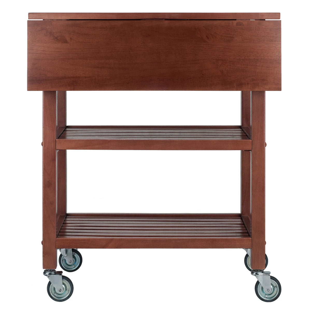 Walnut Drop Leaf Wood Kitchen Utility Cart T76572
