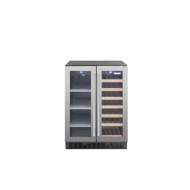 24 in. Built-in 27-Bottle Wine and 60-Can Beverage Cooler in Stainless Steel M70120
