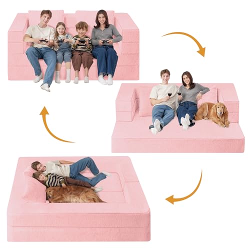 Faux Fur Convertible Bean Bag Sofa Bed with Pillow B234