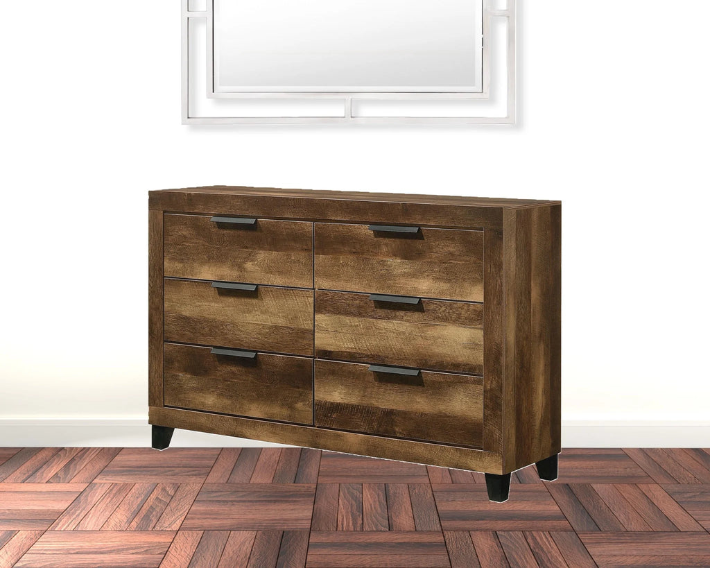 Rustic Oak Finish Manufactured Wood Six Drawers Dresser I60346