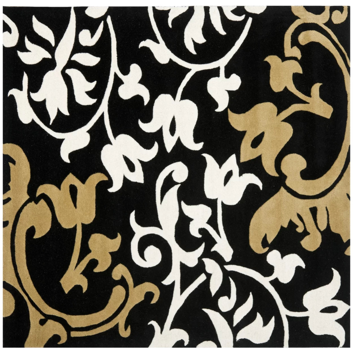 Black Multi 6' x 6' Square Wool Area Rug Z5039