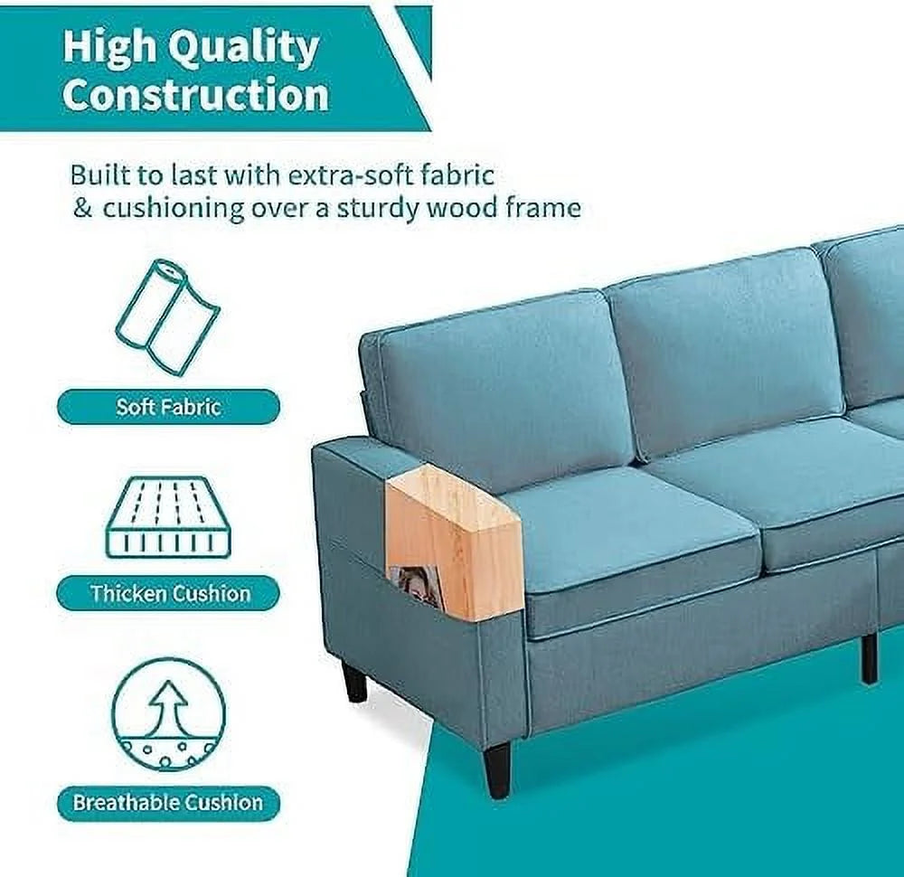 Convertible Sectional Sofa L Shaped Couch with Reversible Ottoman H415