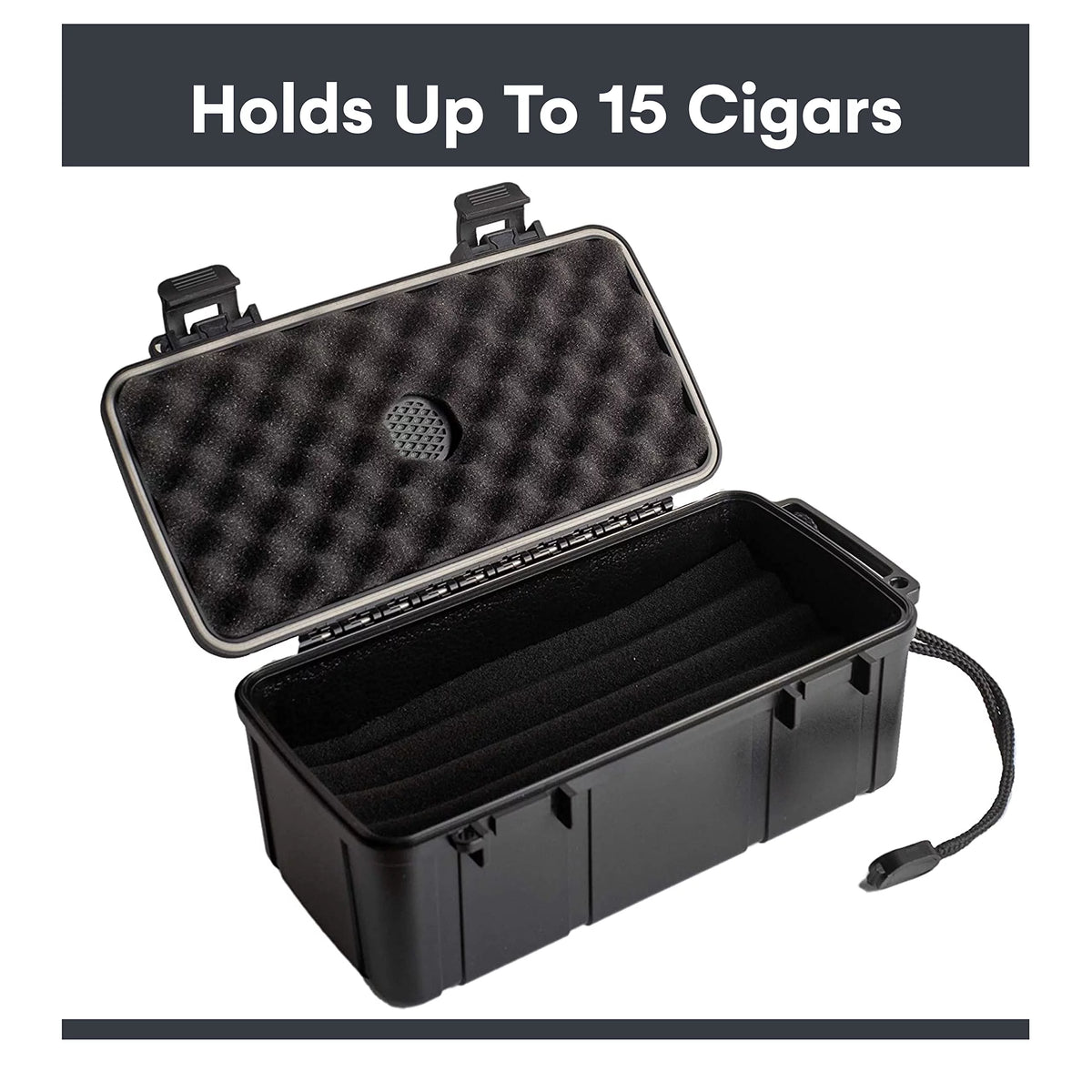 Black 15 Count Cigar Travel Humidor Case P5323