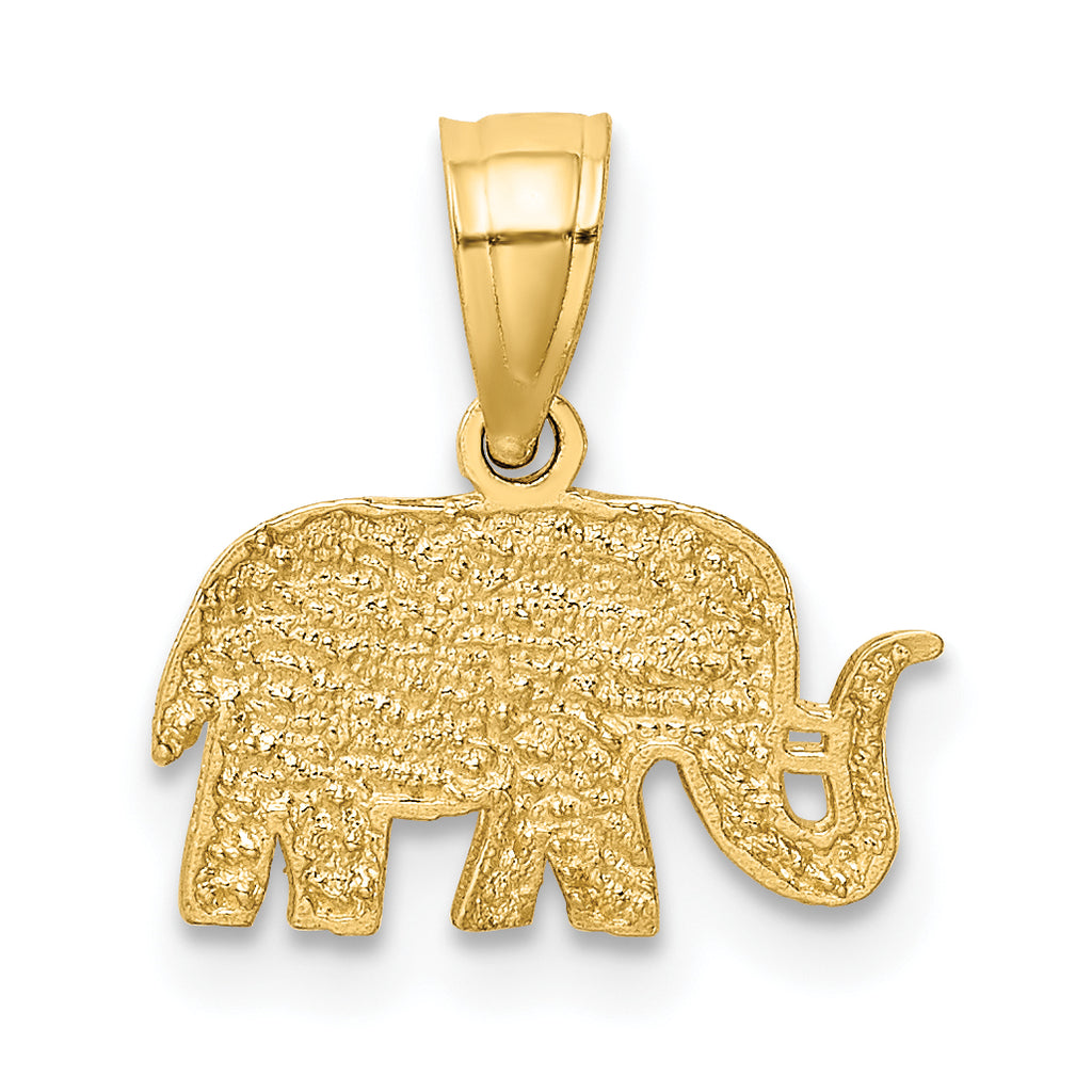 10K Yellow Gold Elephant Pendant Charm with Rope Chain Necklace 20'' E4960